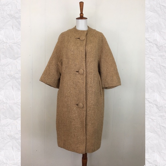 Vintage Jackets & Blazers - True Vintage Loomed Tweed 3/4 Sleeve Coat